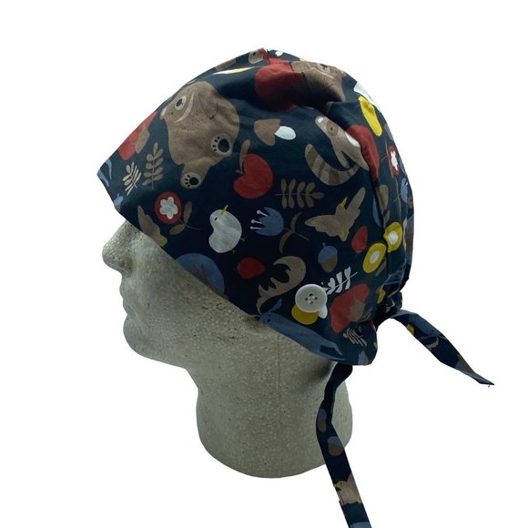 Bear Leaf Floral 100% Cotton 2 Button Adjustable Working Medical Cap - Picture 5 of 6